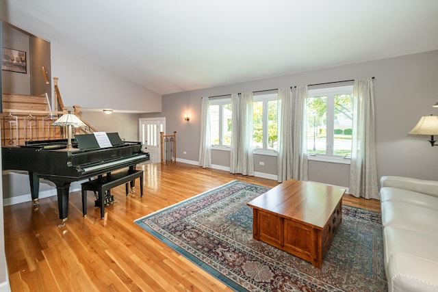 220 N Haddon Pl, Addison, IL 60101 - living area featuring wood finished floors and vaulted ceiling
