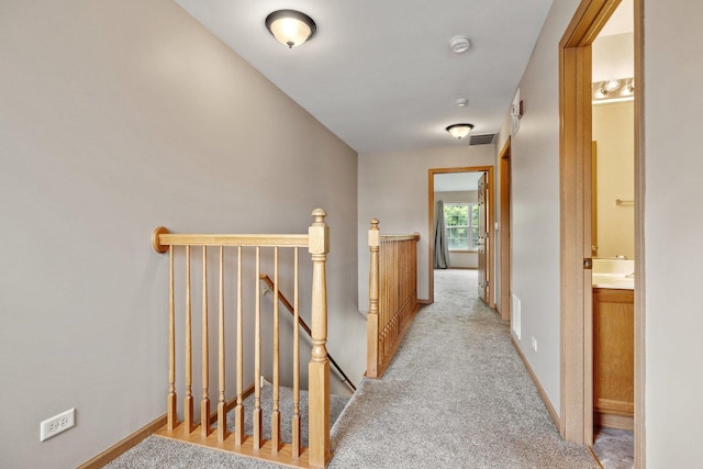 2442 Oneida Ln, Naperville, IL 60563 - hall with an upstairs landing and light colored carpet