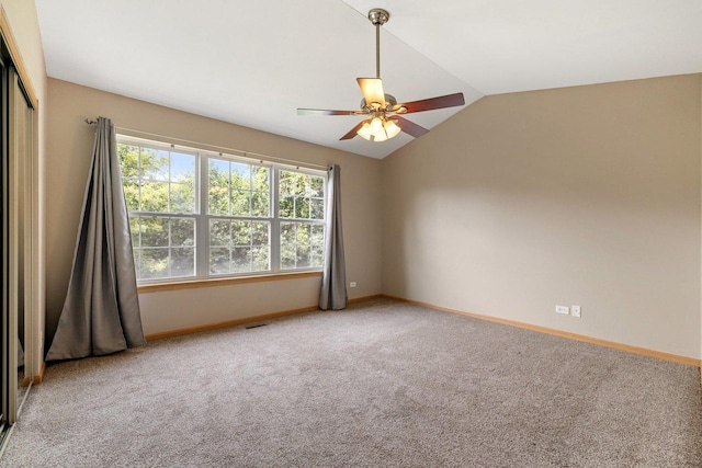 2442 Oneida Ln, Naperville, IL 60563 - unfurnished room featuring carpet floors, a ceiling fan, and vaulted ceiling