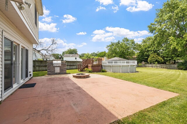 413 Northampton Ct, Naperville, IL 60565 - view of patio with a fire pit and a wooden deck