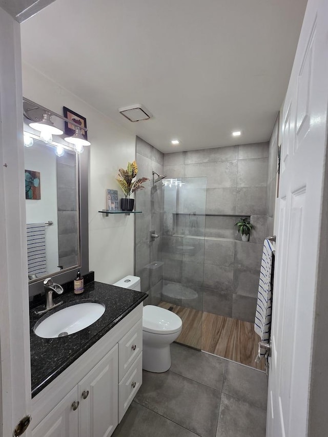 7943 Dada Dr, Gurnee, IL 60031 - bathroom featuring vanity, walk in shower, and recessed lighting