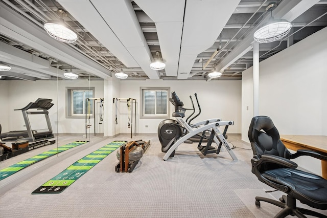 1318 Bennington Ct, Glenview, IL 60026 - workout area with carpet and baseboards
