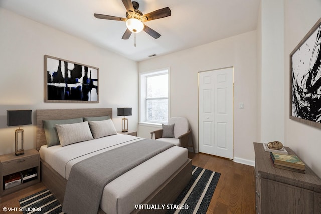 745 S Independence Blvd Unit 3N, Chicago, IL 60624 - bedroom featuring dark wood-style floors and a ceiling fan