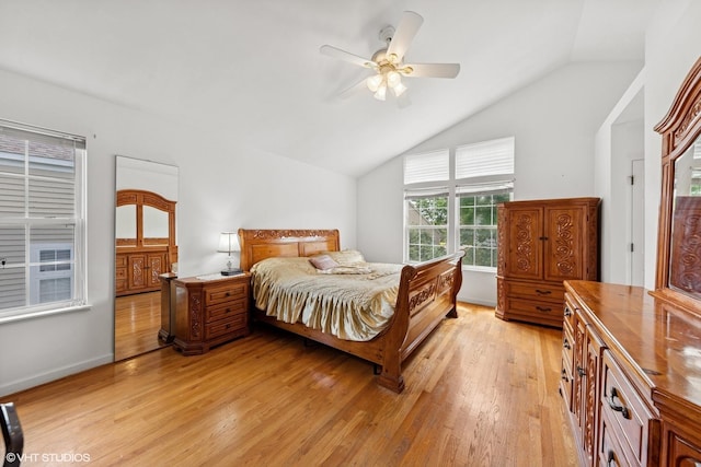 2397 Pebble Beach Ln, Riverwoods, IL 60015 - bedroom with light wood finished floors, vaulted ceiling, and ceiling fan