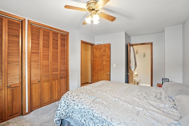 510 Dunbar St, Beecher, IL 60401 - bedroom featuring carpet floors, two closets, and ceiling fan
