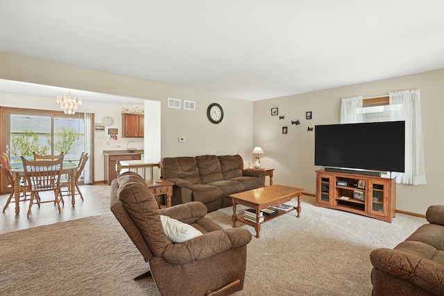 510 Dunbar St, Beecher, IL 60401 - living room with a chandelier and baseboards