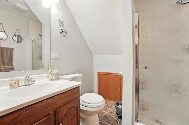 510 Dunbar St, Beecher, IL 60401 - full bath featuring a shower stall, vanity, and lofted ceiling