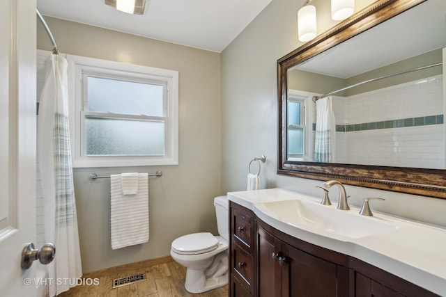 1700 Bolson Dr, Downers Grove, IL 60516 - bathroom featuring vanity, curtained shower, and wood finished floors