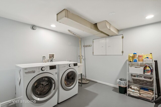 1700 Bolson Dr, Downers Grove, IL 60516 - washroom with washer and dryer and recessed lighting