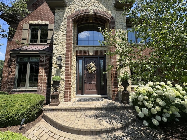 4213 Steam Mill Ct, Oswego, IL 60543 - doorway to property with brick siding and stone siding