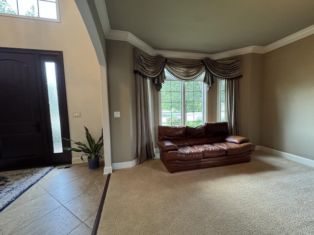 4213 Steam Mill Ct, Oswego, IL 60543 - carpeted entrance foyer featuring crown molding