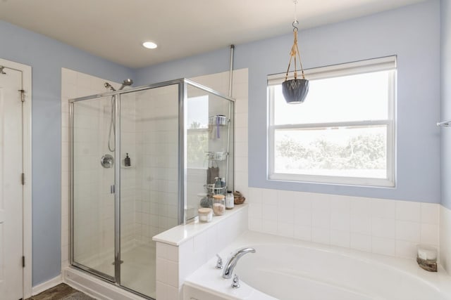 15 Richmond Cir S, Elgin, IL 60177 - full bathroom featuring a garden tub, a stall shower, and recessed lighting