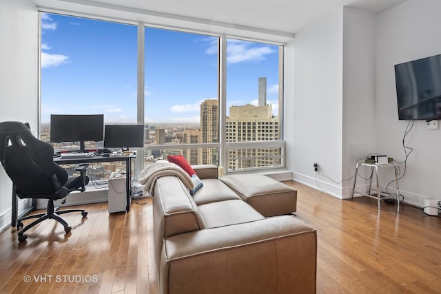 401 N Wabash Ave Unit 30E, Chicago, IL 60611 - office space featuring wood finished floors and floor to ceiling windows