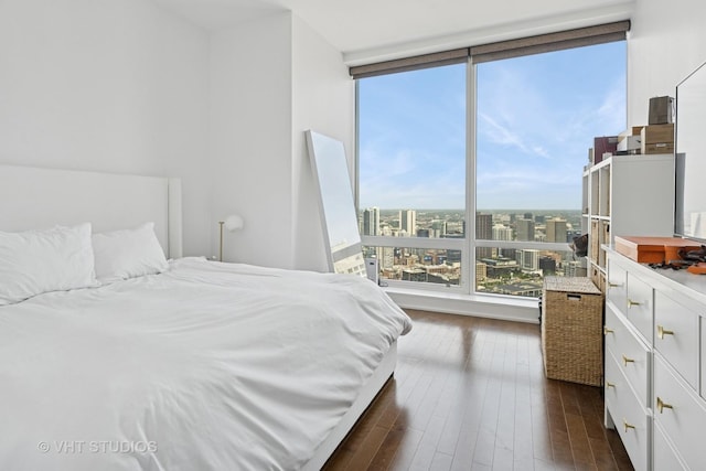401 N Wabash Ave Unit 30E, Chicago, IL 60611 - bedroom with dark wood-style floors and expansive windows