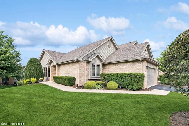 11910 Somerset Rd, Orland Park, IL 60467 - view of side of property featuring brick siding, roof with shingles, a yard, and a garage