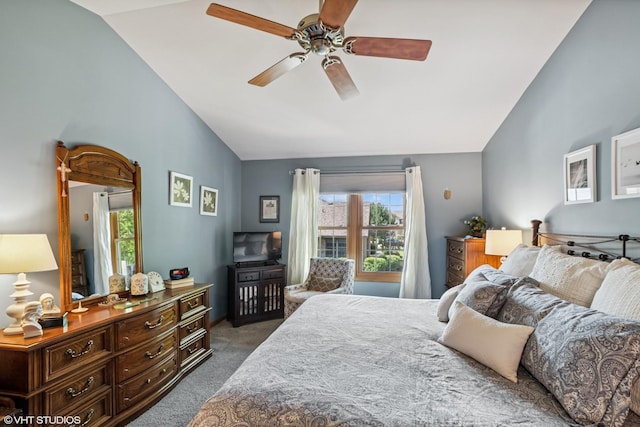 11910 Somerset Rd, Orland Park, IL 60467 - carpeted bedroom with vaulted ceiling and ceiling fan