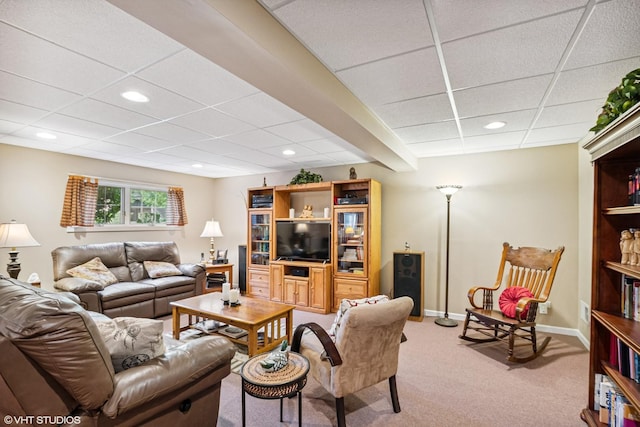 11910 Somerset Rd, Orland Park, IL 60467 - living area featuring carpet, recessed lighting, and a drop ceiling