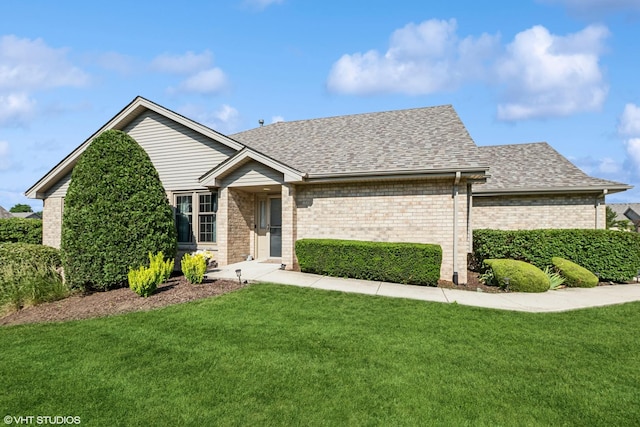 11910 Somerset Rd, Orland Park, IL 60467 - ranch-style home with brick siding, a front lawn, and roof with shingles
