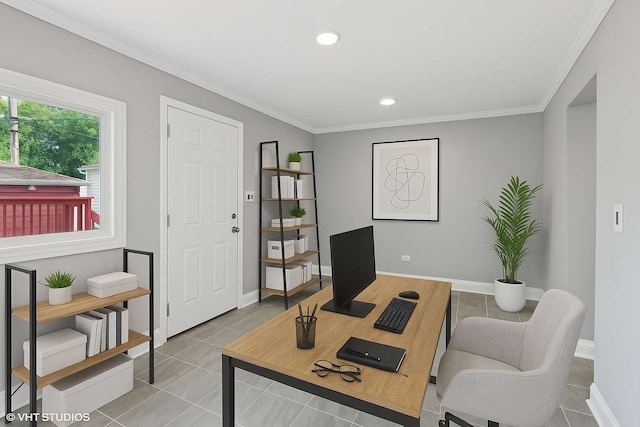 642 E 90th St, Chicago, IL 60619 - tiled office space featuring ornamental molding and recessed lighting