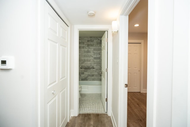 4833 W 109th St Unit 103, Oak Lawn, IL 60453 - hallway featuring dark wood-type flooring and recessed lighting