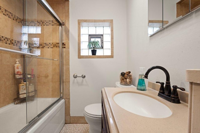 1619 S 61st Ave, Cicero, IL 60804 - bathroom featuring enclosed tub / shower combo, vanity, and tile patterned floors