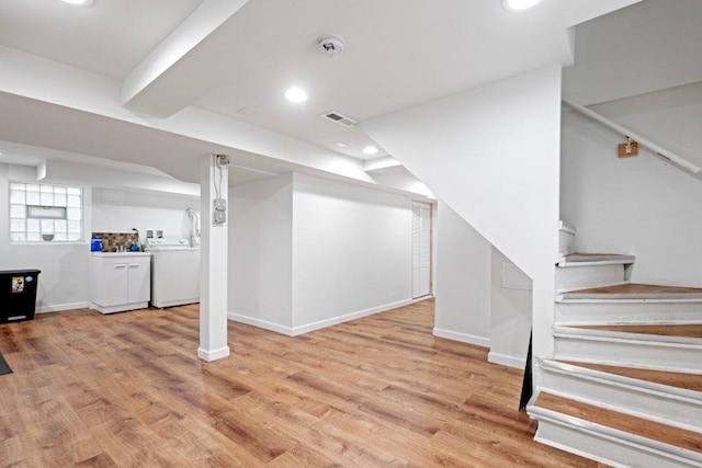 1619 S 61st Ave, Cicero, IL 60804 - basement with stairs, washer and dryer, wood finished floors, and recessed lighting