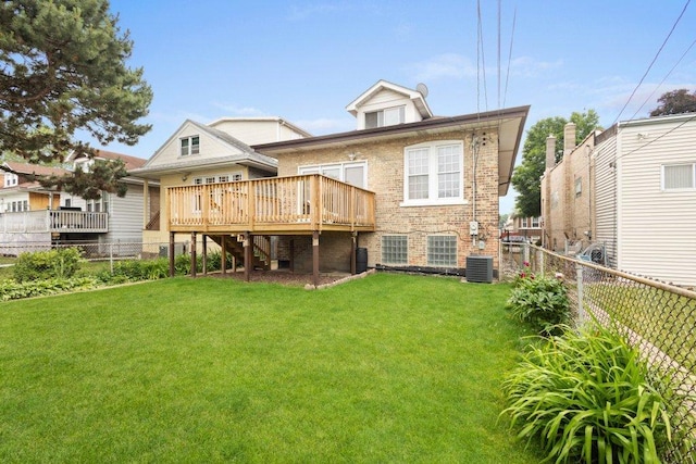 1619 S 61st Ave, Cicero, IL 60804 - back of property with a deck, a fenced backyard, and stairway
