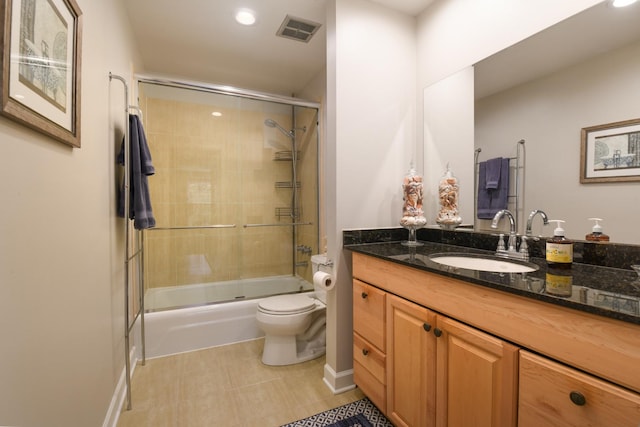 5400 Carriageway Dr Unit 315, Rolling Meadows, IL 60008 - full bath featuring vanity, shower / bath combination with glass door, recessed lighting, and tile patterned flooring