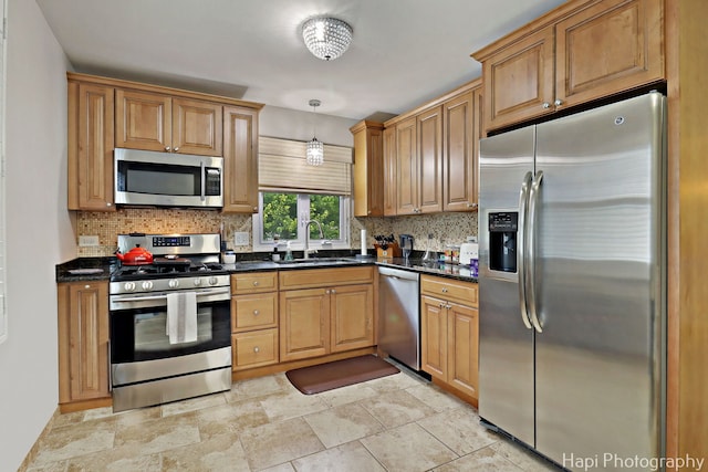 336 Eastern Ave, Barrington, IL 60010 - kitchen featuring stainless steel appliances, tasteful backsplash, decorative light fixtures, and light stone finish floors