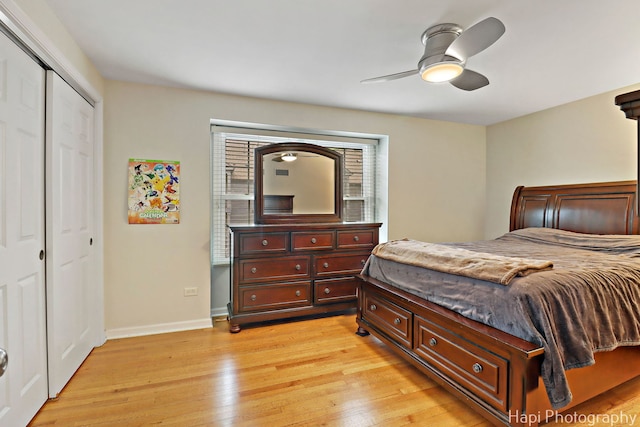 336 Eastern Ave, Barrington, IL 60010 - bedroom with light wood-style flooring, a closet, and a ceiling fan