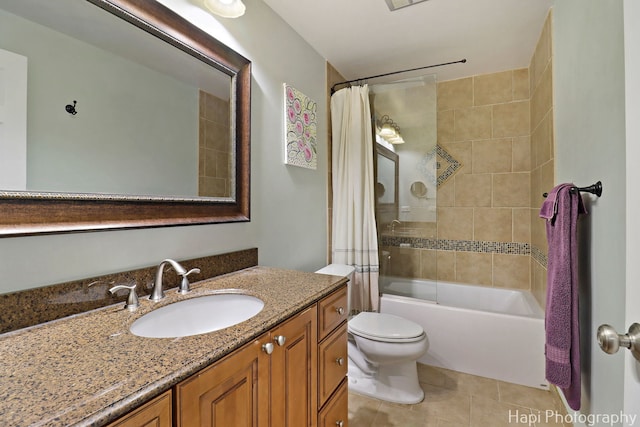 336 Eastern Ave, Barrington, IL 60010 - full bathroom with vanity, shower / tub combo with curtain, and tile patterned floors