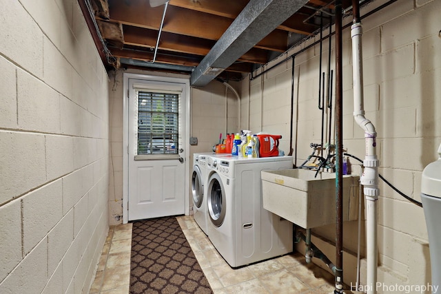 336 Eastern Ave, Barrington, IL 60010 - laundry area with concrete block wall and independent washer and dryer
