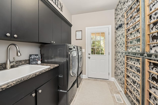 5803 Tomlinson Dr, Mchenry, IL 60050 - washroom featuring separate washer and dryer and cabinet space