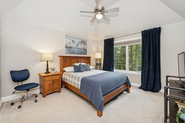 5803 Tomlinson Dr, Mchenry, IL 60050 - bedroom featuring light carpet, lofted ceiling, and ceiling fan