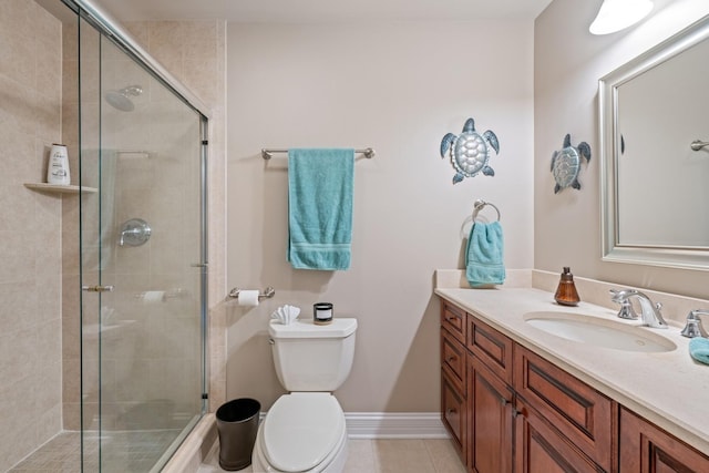 5803 Tomlinson Dr, Mchenry, IL 60050 - bathroom with vanity, a stall shower, and tile patterned floors