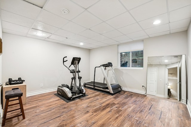 5803 Tomlinson Dr, Mchenry, IL 60050 - exercise area featuring wood finished floors, a drop ceiling, and recessed lighting
