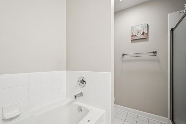 8471 Callie Ave, Morton Grove, IL 60053 - bathroom featuring a bath, tile patterned flooring, and a shower stall