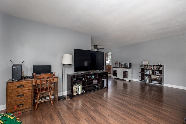 927 Clark St, Marseilles, IL 61341 - living area with wood finished floors, ceiling fan, and an office area