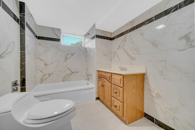 2621 Ridge Rd, Lansing, IL 60438 - full bathroom featuring tile walls, bathtub / shower combination, and vanity