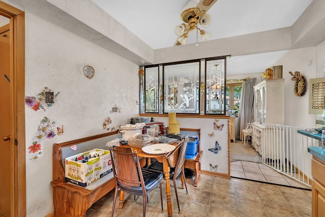 7859 78th St, Bridgeview, IL 60455 - dining room with a ceiling fan and light tile patterned floors