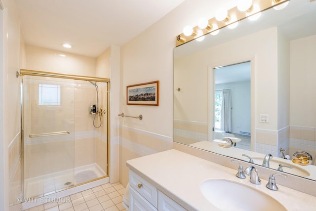 855 Beverly Pl, Lake Forest, IL 60045 - full bathroom featuring a stall shower, vanity, and tile patterned floors
