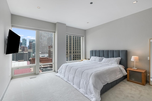 33 W Ontario St Unit Th5, Chicago, IL 60654 - bedroom featuring carpet, access to outside, and recessed lighting