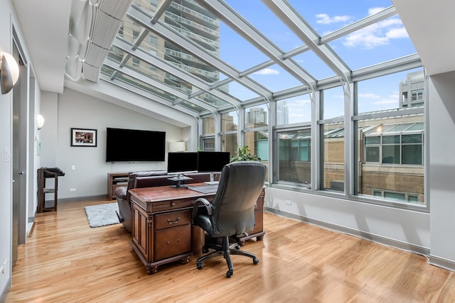 33 W Ontario St Unit Th5, Chicago, IL 60654 - office area with a sunroom and light wood finished floors