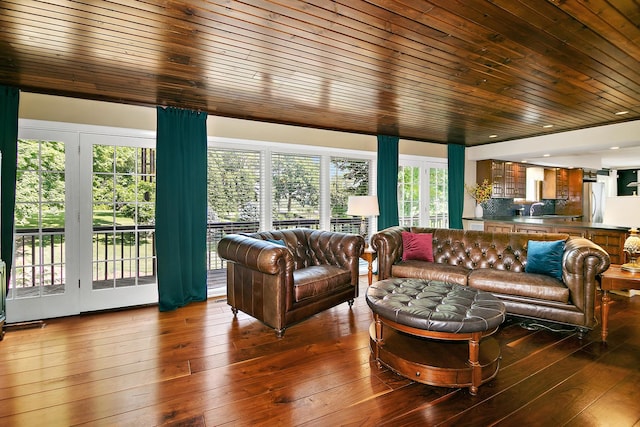 1444 Guildford Dr, Bourbonnais, IL 60914 - living room featuring hardwood / wood-style flooring and wooden ceiling