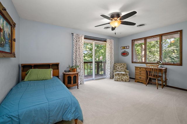 1444 Guildford Dr, Bourbonnais, IL 60914 - bedroom featuring access to outside, carpet, and a ceiling fan