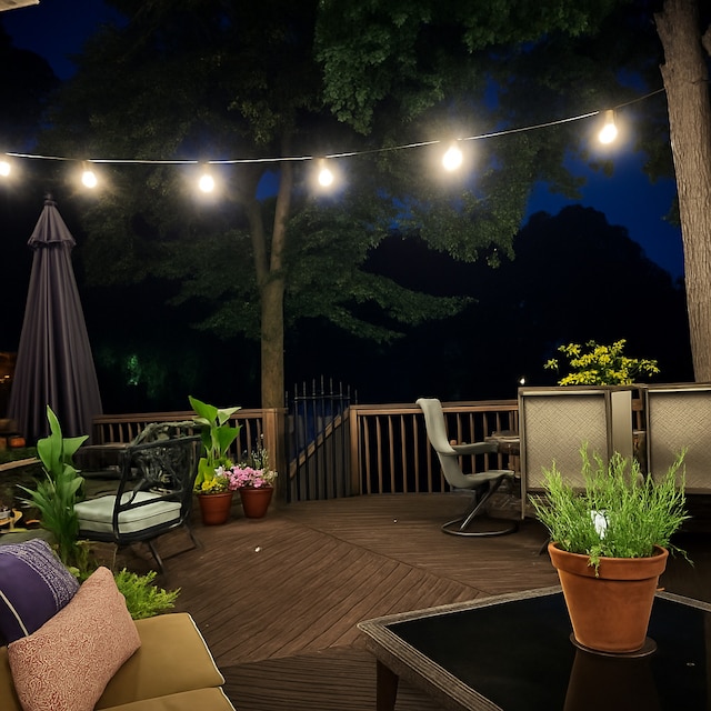 1444 Guildford Dr, Bourbonnais, IL 60914 - view of deck at night