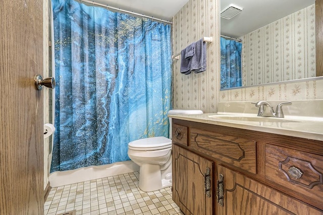 15229 Catalina Dr Unit 1D, Orland Park, IL 60462 - full bath featuring wallpapered walls, vanity, and tile patterned flooring