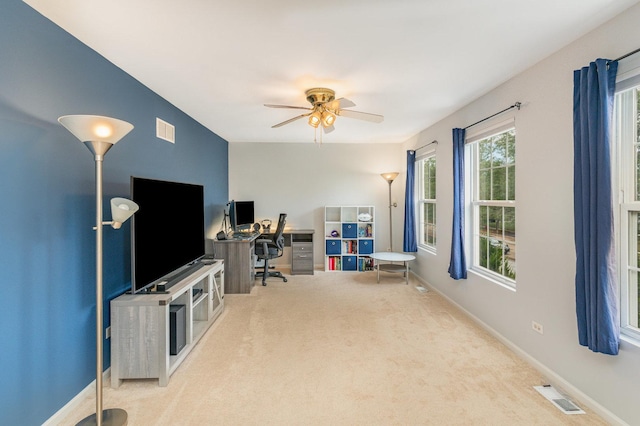 1704 Cascade Ridge Dr, Plainfield, IL 60586 - office area featuring carpet floors and ceiling fan