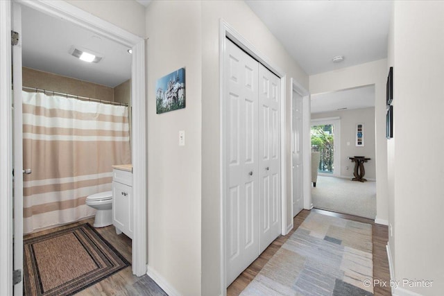 2109 Ammer Ridge Ct Unit 201, Glenview, IL 60025 - corridor with light wood-style flooring and baseboards