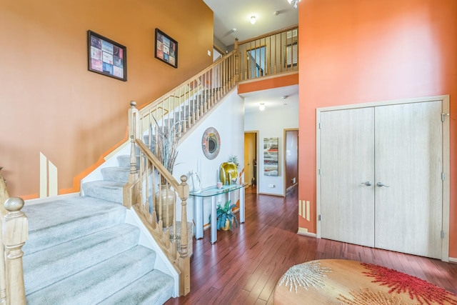 6500 Pasture Side Trl, Matteson, IL 60443 - stairs with wood-type flooring and a high ceiling